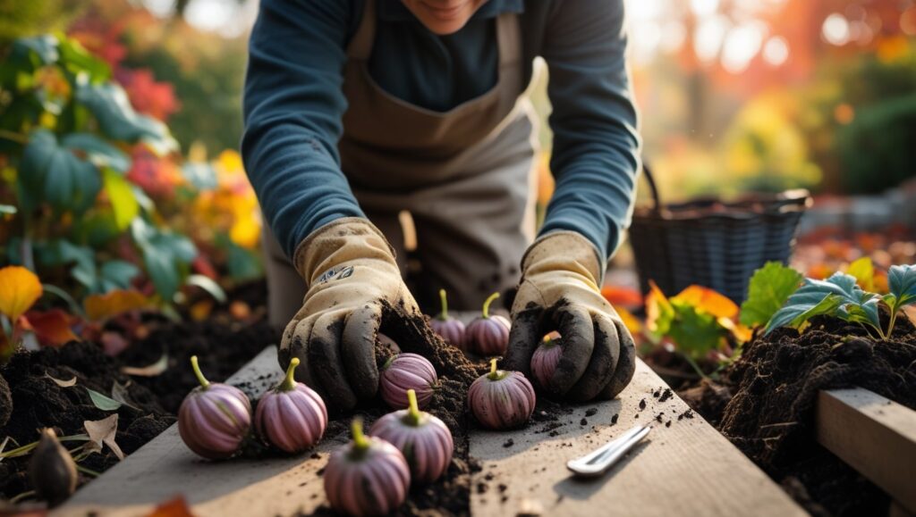 Careful digging up of dahlia tubers at season’s end to prepare for storage.”