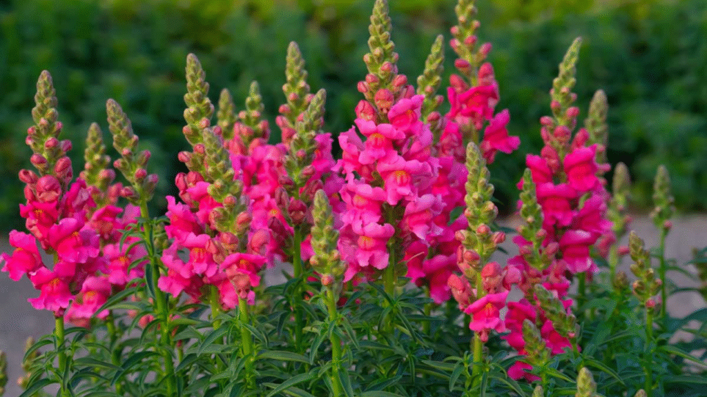 Pastel pink snapdragons in bloom

