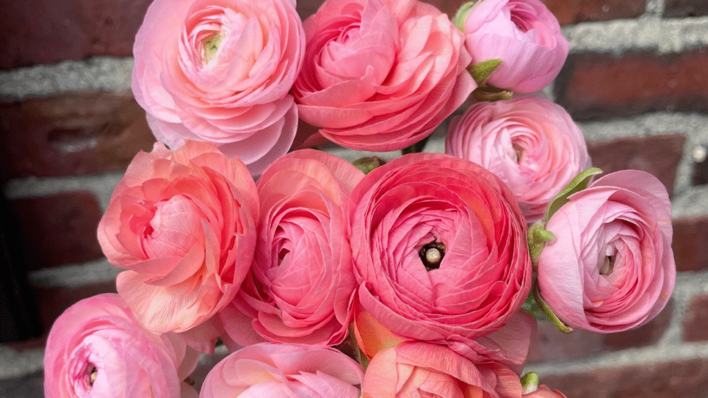 lose-up collage of high-profit cut flowers including dahlias, peonies, ranunculus, and lisianthus”

