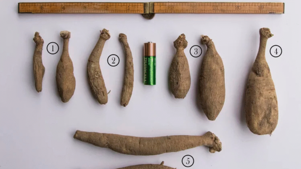 "Comparison of small and large dahlia tubers"