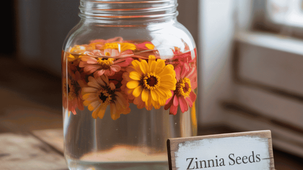 Soaking zinnia seeds overnight before planting to improve germination”