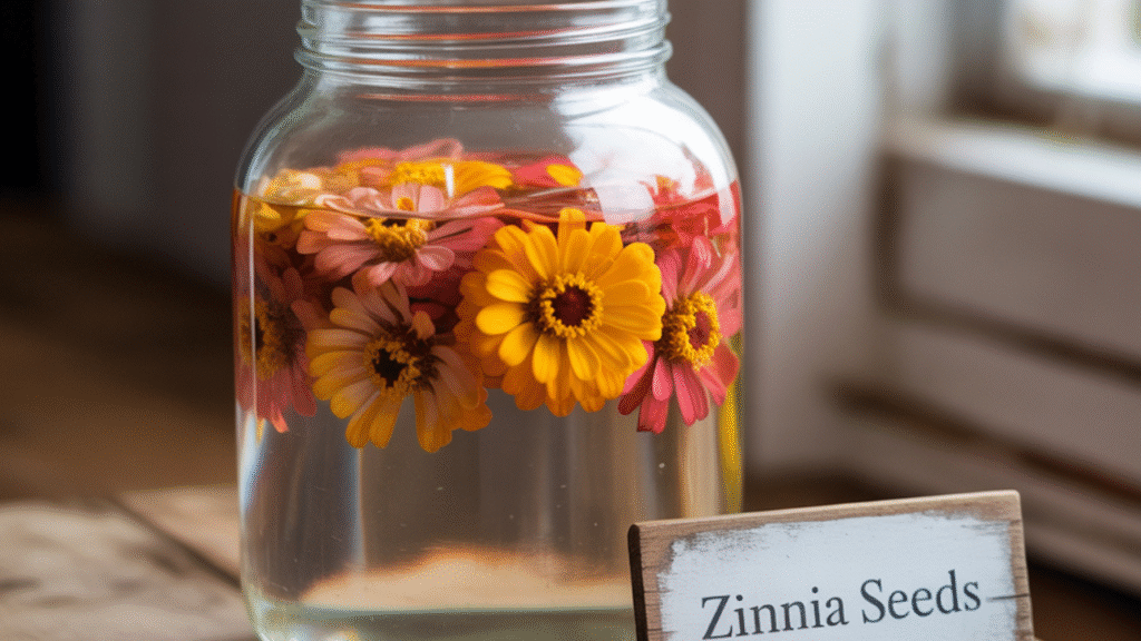 Soaking zinnia seeds overnight before planting to improve germination”