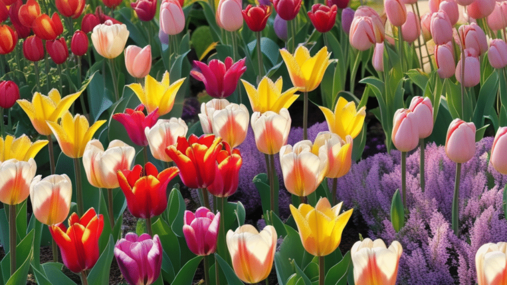 Colorful tulip varieties blooming in a spring garden in 2025”