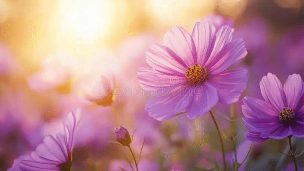 Cosmos flowers growing in a local garden, attracting pollinators and thriving in full sun