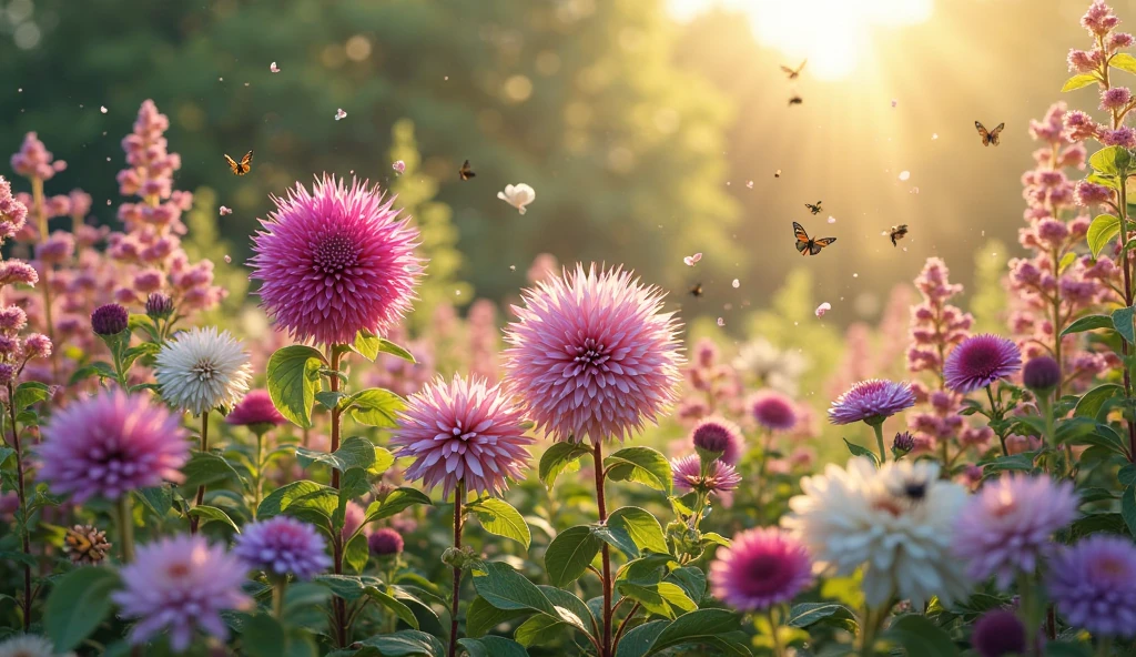 “Globe Amaranth flowers growing in a sunny summer garden alongside companion plants”