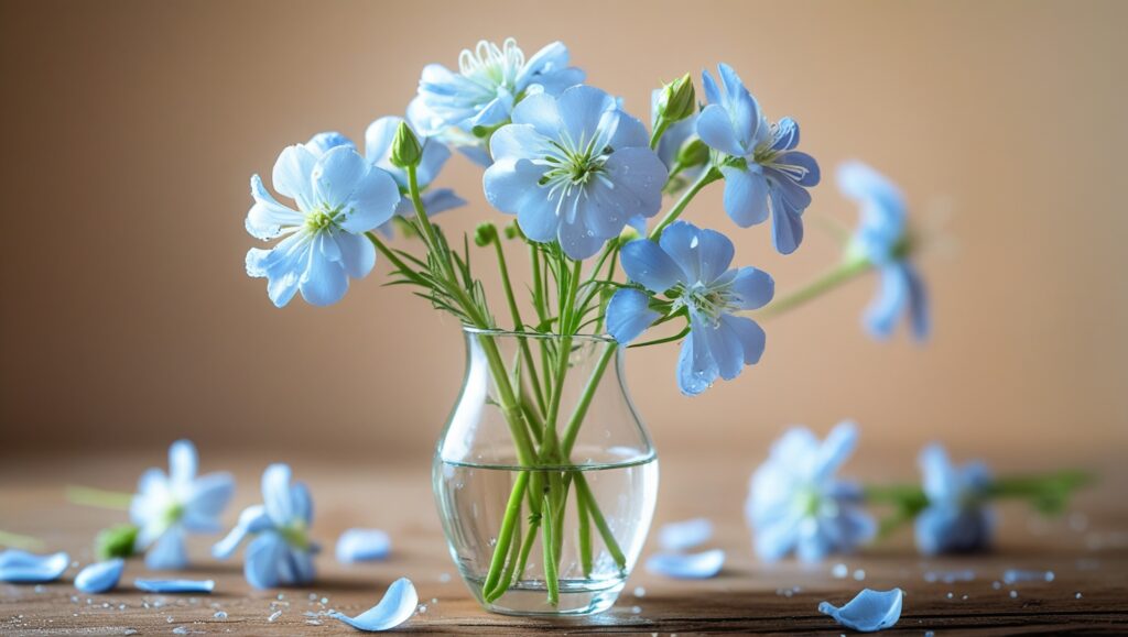 “Freshly harvested ageratum flowers arranged in a colorful bouquet”