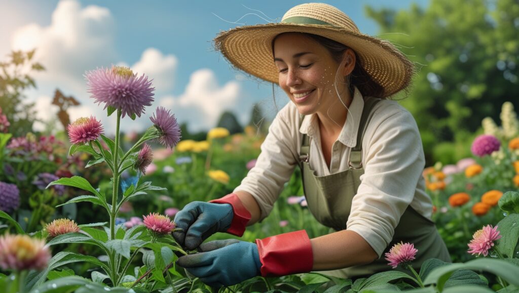 “Pinching and deadheading China asters for more flowers”