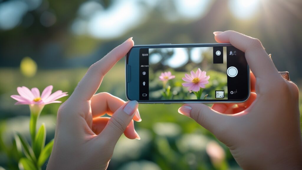 "smartphone flower photography close-up shot"