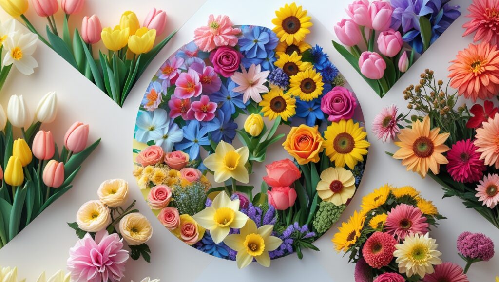 "Seasonal bloom guide for cut flowers from spring to fall"

