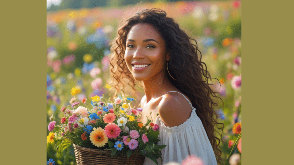 “Wedding farmer-florist harvesting flowers from a backyard garden for a bridal event”