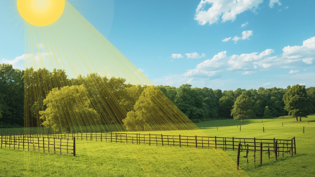  “Sunlight and wind direction diagram for choosing cut flower field location”