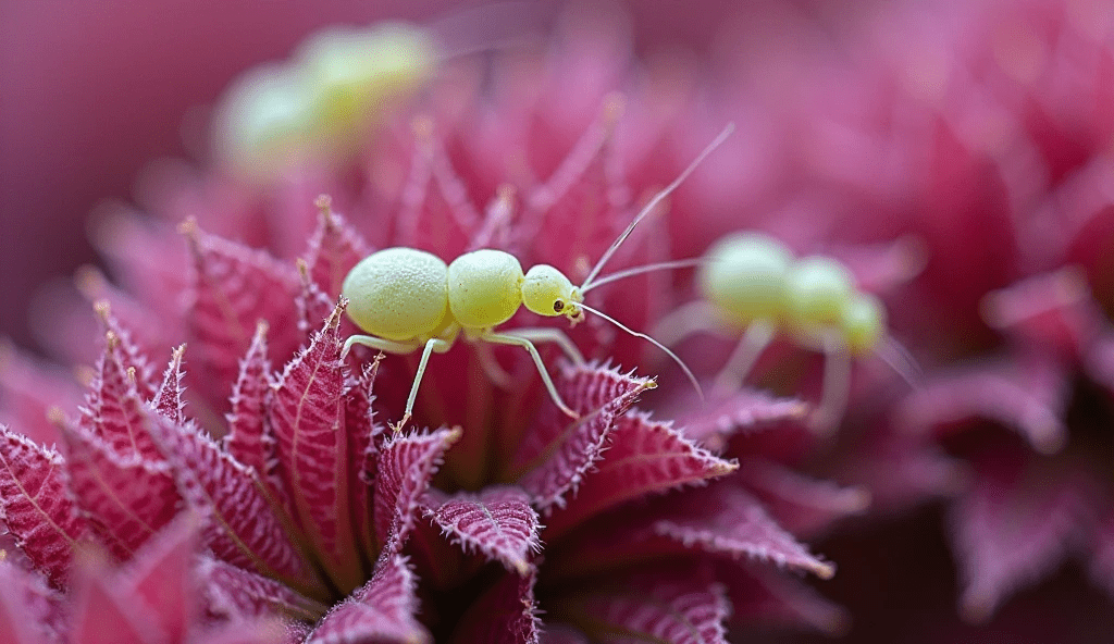 “Aphids on Globe Amaranth leaves, common pest problem”