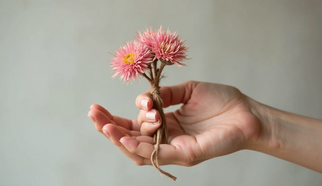 “Dried Globe Amaranth flowers used for everlasting floral arrangements”