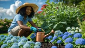 “Pruning and watering ageratum plants for healthy blooms”