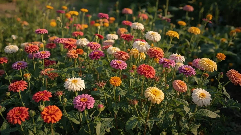 Blooming flower garden showing the result of proper harvesting care